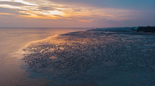 Aerial view from seascape and beach area in sekinchan, selangor, malaysia.