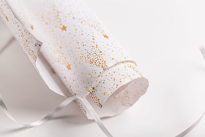 High angle view of coffee on table against white background