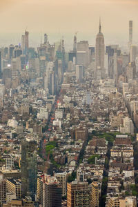 High angle view of buildings in city