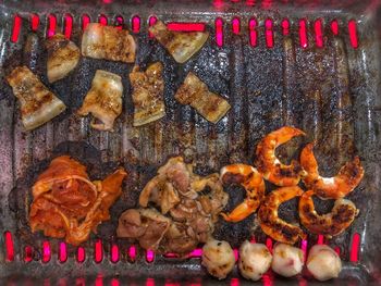 Close-up of fire on barbecue grill