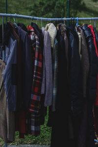 Clothes drying on rack