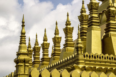 Low angle view of temple building against sky