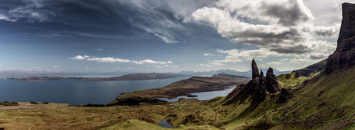 Panoramic view of sea against cloudy sky