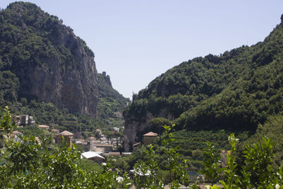 Scenic view of mountains against clear sky