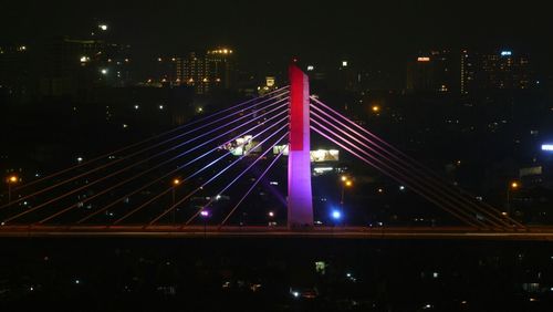 City lit up at night