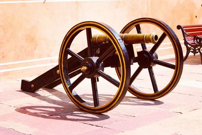 Close-up of wheel on street