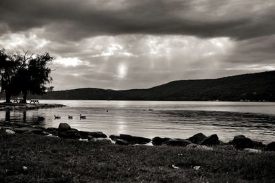 Scenic view of lake against sky