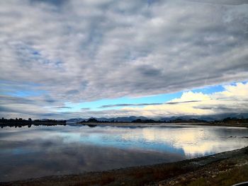 Scenic view of lake against sky