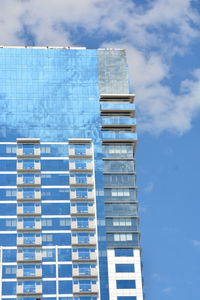 Low angle view of modern building against sky