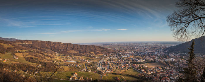 High angle view of townscape against sky