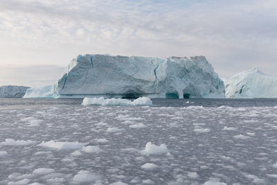 Scenic view of frozen sea against sky