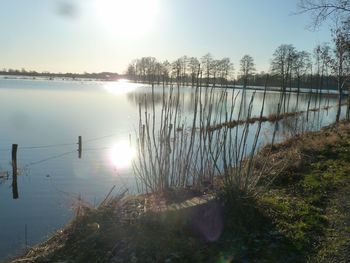 Scenic view of lake during sunset