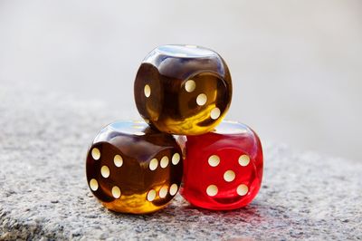 Close-up of dices on street
