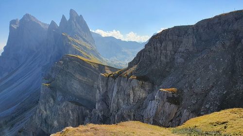 Panoramic view of rocky mountains against sky