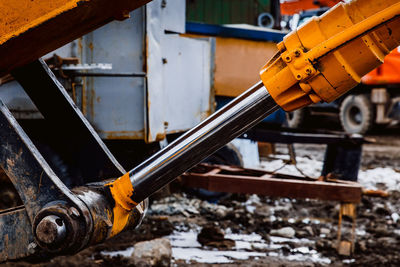 Close-up of yellow construction vehicle