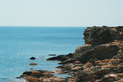 Scenic view of sea against clear sky