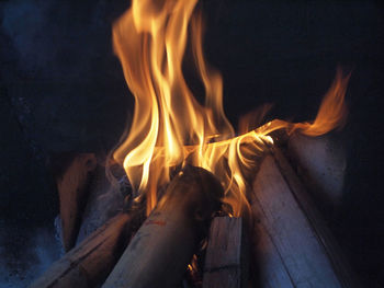 Close-up of fire pit at night