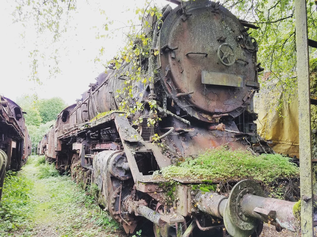 ABANDONED TRAIN BY RAILROAD TRACKS