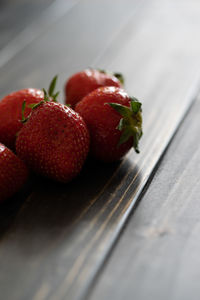 Close-up of strawberries on table