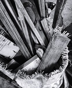 High angle view of wicker basket