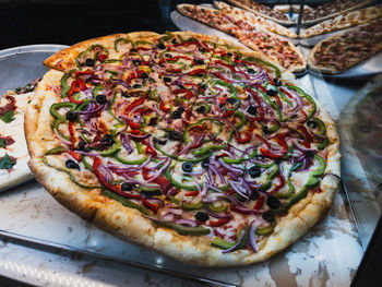 Close-up of pizza on table