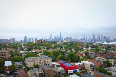 Cityscape image of melbourne cbd high rise buildings, australia taken from suburban area