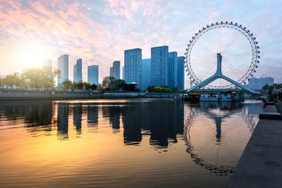 Reflection of buildings in water