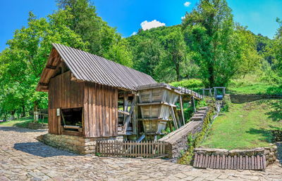 Saw mill in the etar architectural ethnographic complex in bulgaria on a sunny summer day.