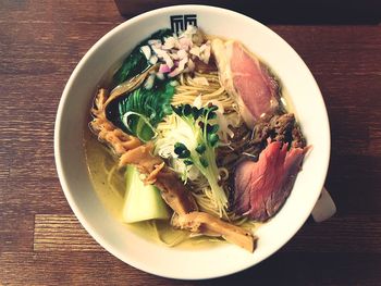 Directly above shot of vegetables in bowl on table