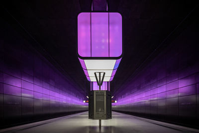 Illuminated lights at railroad station platform