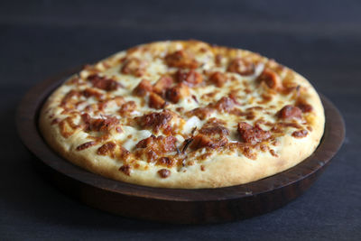 Close-up of pizza on table