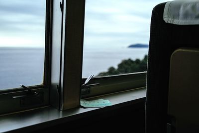 Close-up of airplane window