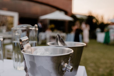 Close-up of coffee cup on table in restaurant