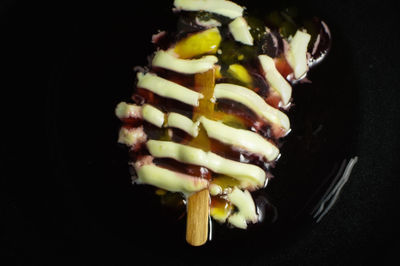 Close-up of food against black background