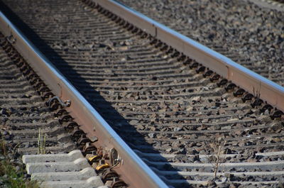 High angle view of railroad tracks