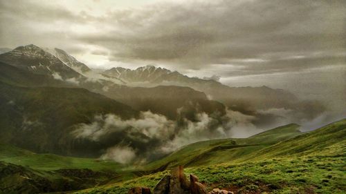 Scenic view of mountains against sky