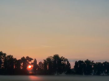 Silhouette trees against sky during sunset