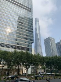 Low angle view of modern buildings against sky