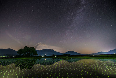 Scenic view of sea against sky at night
