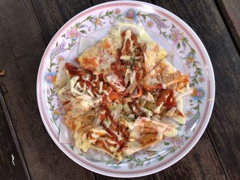 High angle view of meal served in plate