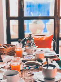 Close-up of tea in glass on table