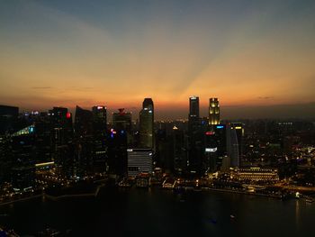 Illuminated cityscape at night