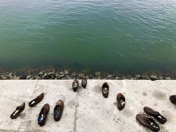 High angle view of people on beach