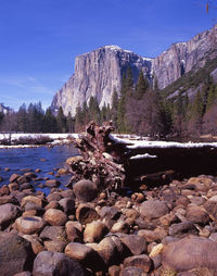 Scenic view of lake against clear sky