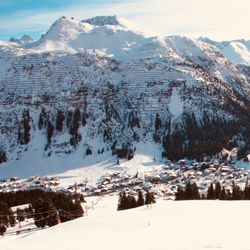 Aerial view of snowcapped mountain