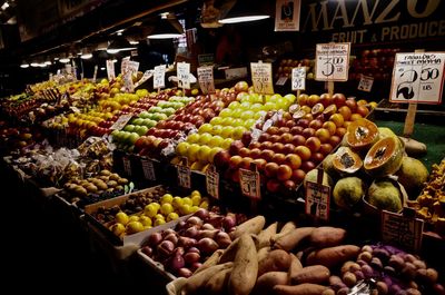 Various fruits for sale in market