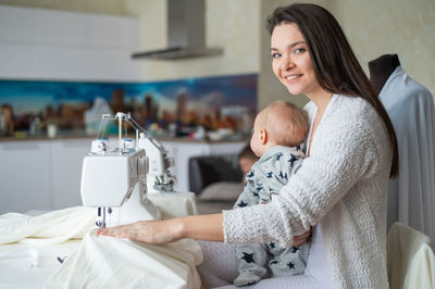 Mother and daughter at home