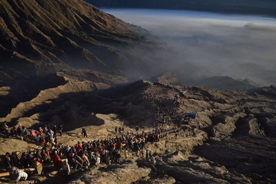 People climbing on mountain