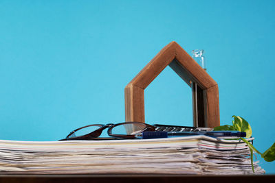 Low angle view of built structure against clear blue sky