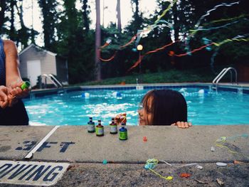 Young woman in water